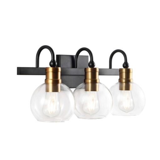 JONATHAN Y Marais 21.5 3-Light Iron/Glass Rustic Vintage LED Vanity Light - Image 2