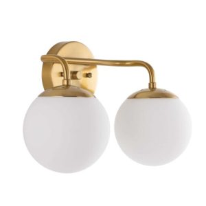 JONATHAN Y Louis Parisian Globe 15 2-Light Metal/Frosted Glass Modern Contemporary LED Vanity