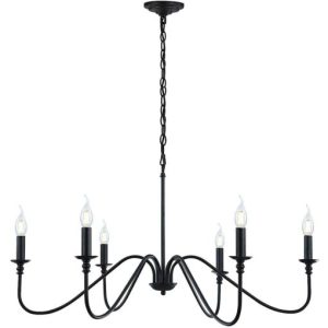 Miluolan Black Chandelier,6-Light Rustic Industrial Iron Chandeliers for Dining Room Lighting Fixtures Hanging,Candle Hanging Hallway