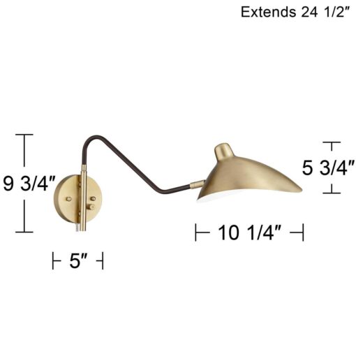 360 Lighting Modern Swing Arm Wall Lamp Plug-in Light Fixture Bedroom Bedside Living Room Reading - Image 2