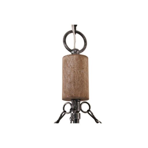 Oaks Aura Rustic Farmhouse 4-Light Wood Ceiling Light Drum Shabby Chic Wood Chandelier FC4058-4H - Image 2