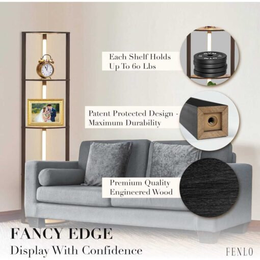 FENLO Fancy Edge 64 Corner Shelf Floor Lamp for Living Rooms - Image 4
