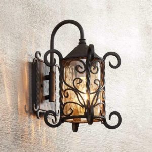 John Timberland Casa Seville 34cm High Iron Scroll Outdoor Wall Light