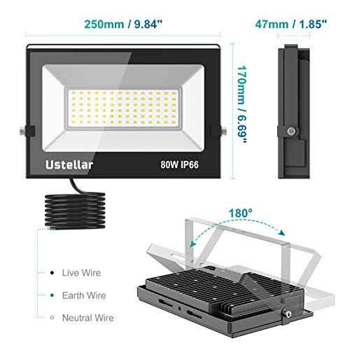 Ustellar 3 Pack 80W Led Flood Lights Outdoor Bright 24000LM Security Lights Outside Lamp IP66 Waterproof 5000k Daylight - Image 2
