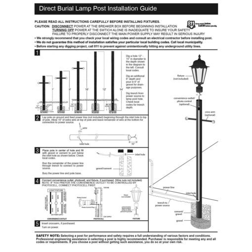 Solus Outdoor Direct Burial Aluminum Lamp Post Fits Most Standard 3 in. Post Top Fixtures Includes Inlet Hole - Image 4