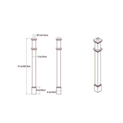 Vita 6L x 6W x 74H Portsmouth Vinyl Lamp Post VA94430 - Image 5