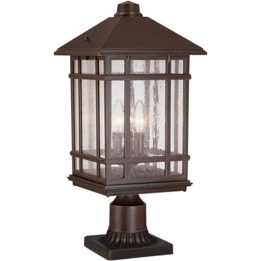 Kathy Ireland Sierra Rustic Outdoor Post Light Rubbed Bronze with Pier Mount Adapter 22 Seedy Glass Panels for Exterior Barn Deck House Porch Yard - Image 4