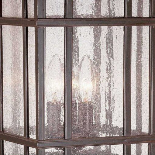 Kathy Ireland Sierra Rustic Outdoor Post Light Rubbed Bronze with Pier Mount Adapter 22 Seedy Glass Panels for Exterior Barn Deck House Porch Yard - Image 3