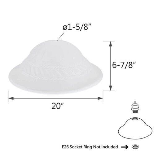 Aspen Creative 23121-01 Etched Alabaster Glass Shade for Medium Base Socket Torchiere Lamp, Swag Lamp and Pendant - Image 3