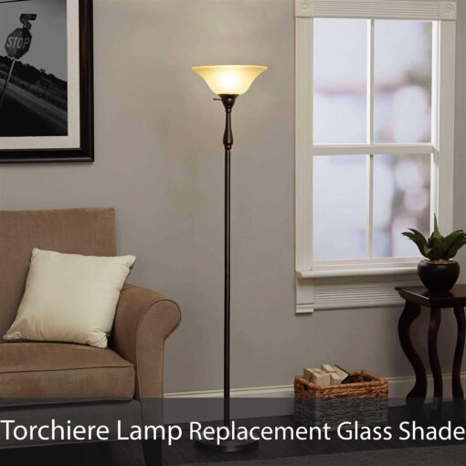 Aspen Creative 23121-01 Etched Alabaster Glass Shade for Medium Base Socket Torchiere Lamp, Swag Lamp and Pendant - Image 4