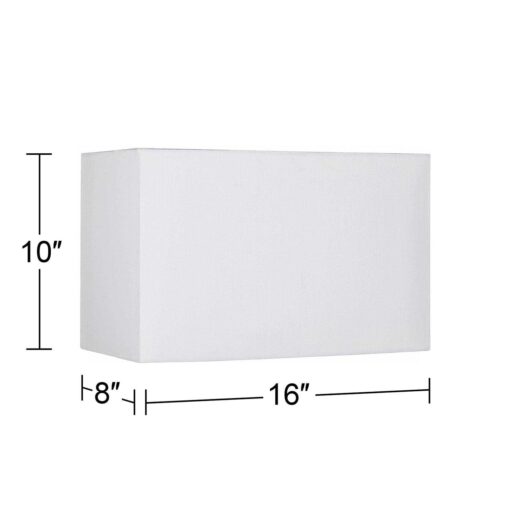 Springcrest Set of 2 White Medium Hardback Rectangular Lamp Shades 16 Wide x 8 Deep x 10 High Replacement with Harp and Finial - Image 2