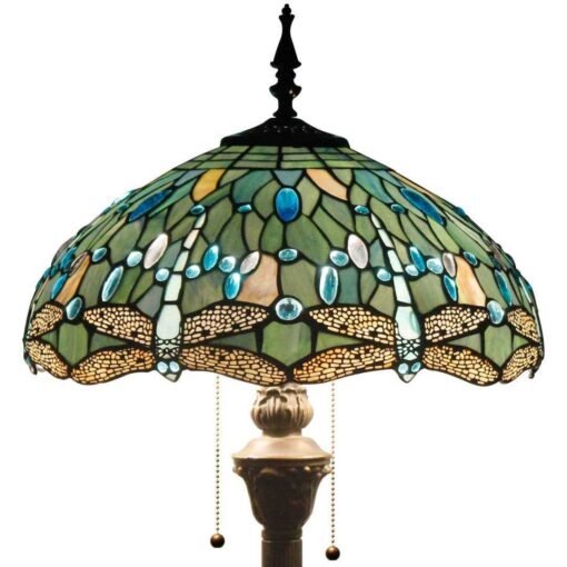 Tiffany Lamp Shade Replacement W16h7 Inch Sea Blue Stained Glass Dragonfly Lampshade For Table Lamps Floor Lamp Ceiling Fixturependant Hang - Image 2