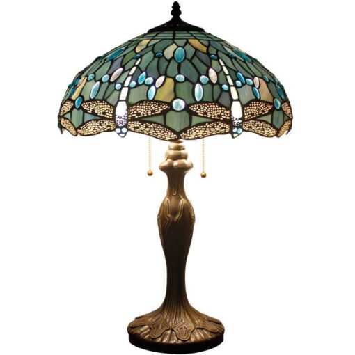 Tiffany Lamp Shade Replacement W16h7 Inch Sea Blue Stained Glass Dragonfly Lampshade For Table Lamps Floor Lamp Ceiling Fixturependant Hang - Image 3