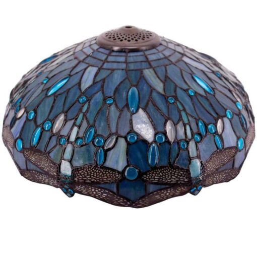 Tiffany Lamp Shade Replacement W16h7 Inch Sea Blue Stained Glass Dragonfly Lampshade For Table Lamps Floor Lamp Ceiling Fixturependant Hang - Image 4