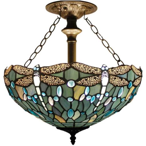 Tiffany Lamp Shade Replacement W16h7 Inch Sea Blue Stained Glass Dragonfly Lampshade For Table Lamps Floor Lamp Ceiling Fixturependant Hang - Image 5