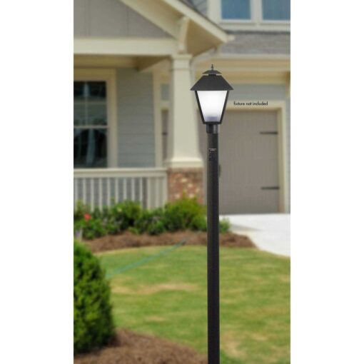Black 96 High Outdoor Direct Burial Lamp Post with Outlet 93R48 - Image 3