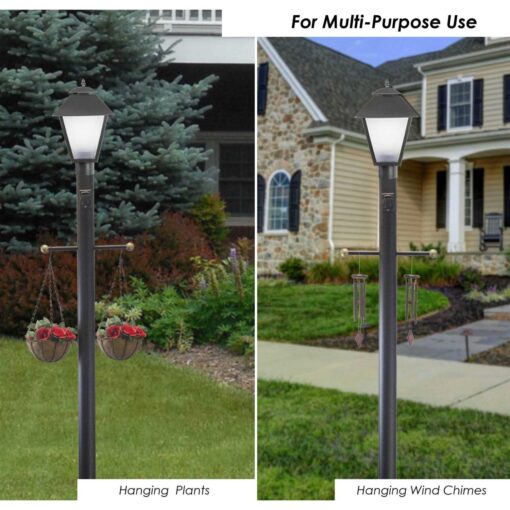 Wave Lighting Black 84 High Cross Arm Outlet Dusk-to-Dawn In-Ground Lamp Post 93T10 - Image 3