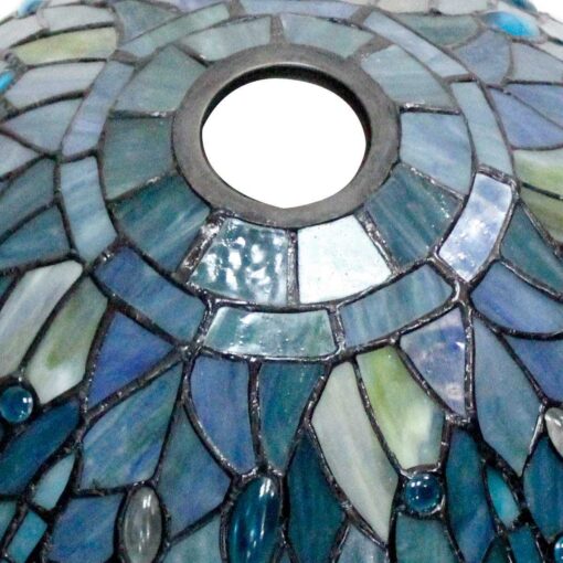 WERFACTORY Tiffany Lamp Shade Replacement 12X6 Inch Sea Blue Stained Glass Dragonfly Lampshade Only 1-5/8-Inch Fitter Opening for Arched Floor Lamp - Image 4