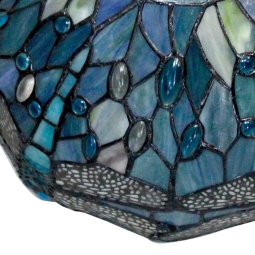 WERFACTORY Tiffany Lamp Shade Replacement 12X6 Inch Sea Blue Stained Glass Dragonfly Lampshade Only 1-5/8-Inch Fitter Opening for Arched Floor Lamp - Image 2