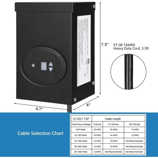 Dewenwils 120w Outdoor Low Voltage Transformer with Timer and Photocell Sensor - Image 2