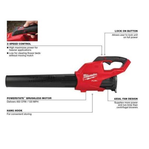 Milwaukee FUEL 120 MPH 450 CFM 18-Volt Lithium-Ion Brushless Cordless Handheld Blower - M18 - Image 3