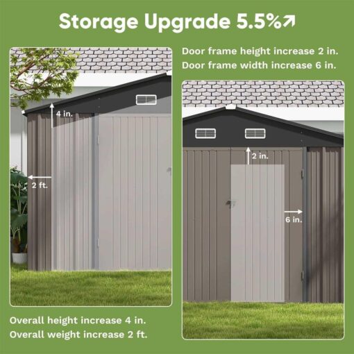 Patiowell 10' x Metal Outdoor Storage Shed Kits with Sloping Roof and Double Lockable Door - Image 4