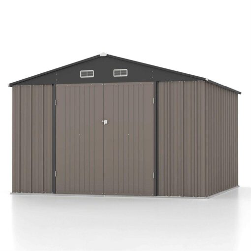 Patiowell 10' x Metal Outdoor Storage Shed Kits with Sloping Roof and Double Lockable Door - Image 3