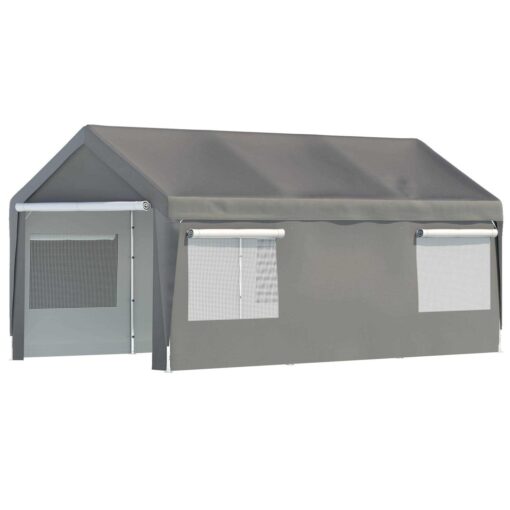 10 Ft. W x 20 Ft. D Garage Heavy Duty Carport Portable Garage Storage Shed Canopy Thanaddo - Image 3