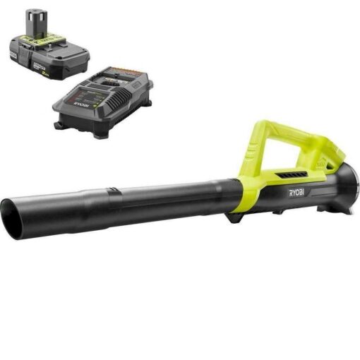 RYOBI ONE+ 90 MPH 200 CFM 18-Volt Cordless Lithium-Ion Leaf Blower/Sweeper – 2.0 Ah Battery and Charger Included