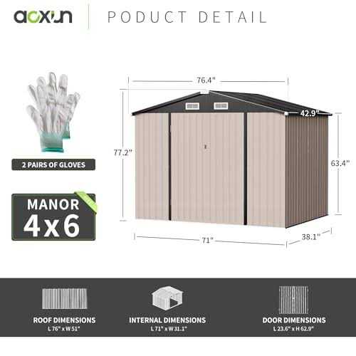Aoxun Outdoor Metal Storage Shed Galvanized Storage House Tool Storage Shed and Door - Image 3