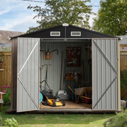 Aoxun Outdoor Metal Storage Shed Galvanized Storage House Tool Storage Shed and Door - Image 3