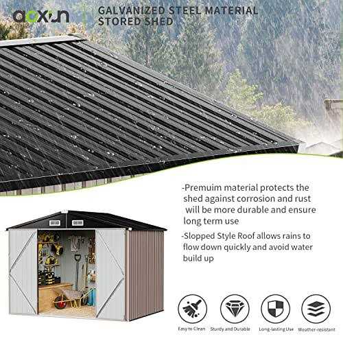 Aoxun Outdoor Metal Storage Shed Galvanized Storage House Tool Storage Shed and Door - Image 4