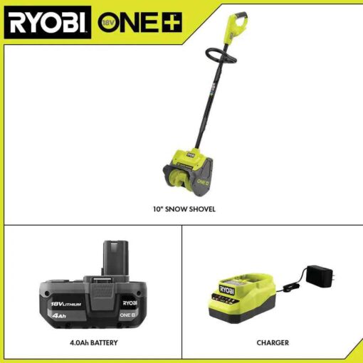 RYOBI ONE+ 18V 10 in. Cordless Electric Snow Shovel with 4.0 Ah Battery and Charger - Image 4