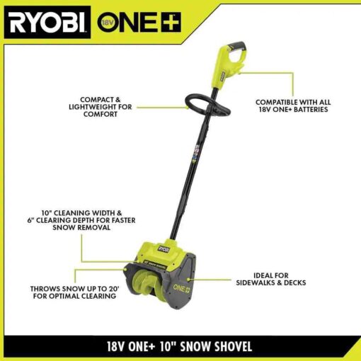 RYOBI ONE+ 18V 10 in. Cordless Electric Snow Shovel with 4.0 Ah Battery and Charger - Image 3