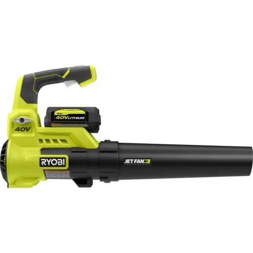 RYOBI 40V 110 MPH 525 CFM Cordless Battery Variable-Speed Jet Fan Leaf Blower with 4.0 Ah Battery and Charger - Image 2