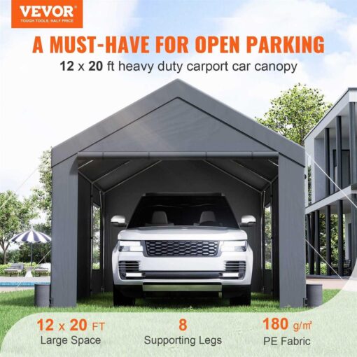 VEVOR Carport Heavy Duty Car Canopy Portable Garage with Roll-up Ventilated Windows - Image 5