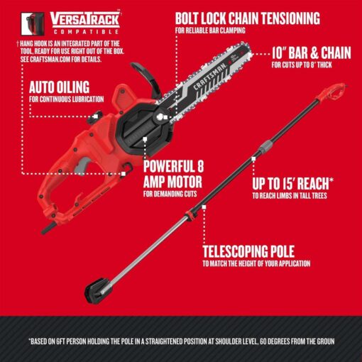 Craftsman 10 in. Electric Chainsaw/Pole Saw Combo - CMECSP610 - Image 4