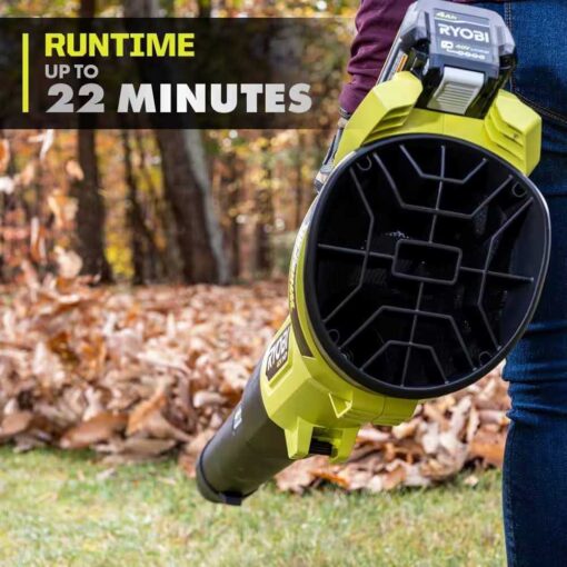 RYOBI 40V HP Brushless Whisper Series 155 MPH 600 CFM Cordless Blower & Leaf Battery and - Image 2