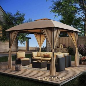 10 Ft. W x 10 Ft. D Iron Patio Gazebo Lausaint Home