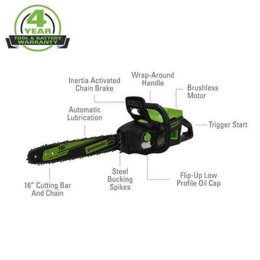 Greenworks Pro 60-Volt Battery Cordless Chainsaw - Image 5