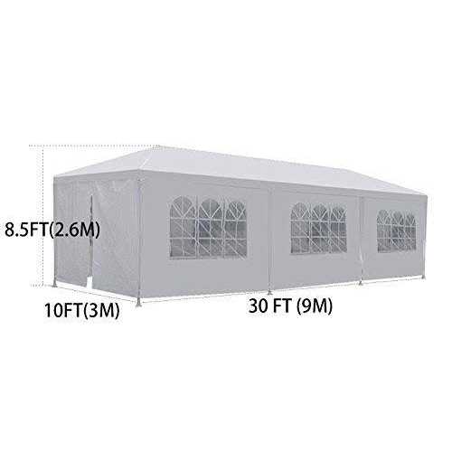 Fdw 10×30 Party Tent Wedding Patio Gazebo Outdoor Carport Canopy Shade with Side 8 Removable Walls - Image 5