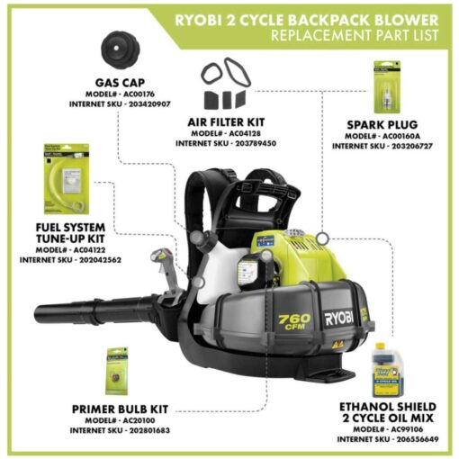 RYOBI 175 MPH 760 CFM 38cc Gas Backpack Leaf Blower - Image 3