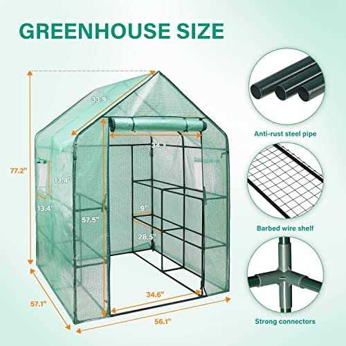 Ipower Walk-in Greenhouse Kit for Outdoors with Durable PE Cover and Observation Windows - Image 2
