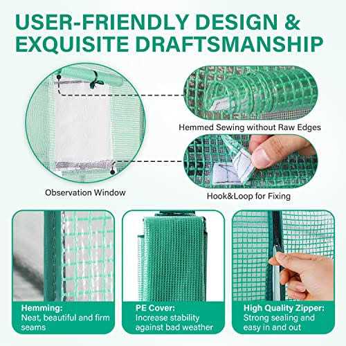 Ipower Walk-in Greenhouse Kit for Outdoors with Durable PE Cover and Observation Windows - Image 4