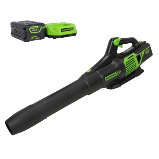 Greenworks 60V 610 CFM Cordless Brushless Leaf Blower with 2.5Ah Battery & Rapid Charger