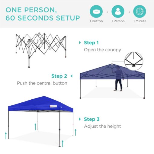 Best Choice Products 10x10ft Easy Setup Pop Up Canopy Instant Portable Tent with 1-Button PUSH - Image 3