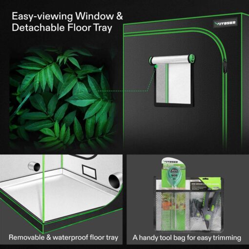 VIVOSUN 48x22x48x22x80x22 Mylar Hydroponic Grow Tent with Observation Window and Floor - Image 2