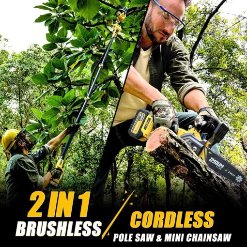 2-in-1 Brushless Pole Saw & Mini Chainsaw IMOUMLIVE 8 Cutting Cordless Power Pole Saw - Image 4
