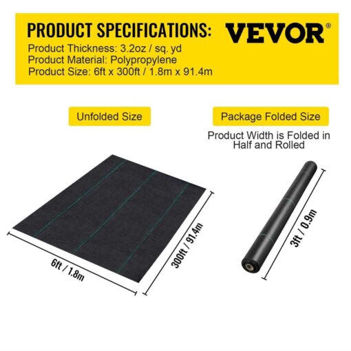 VEVOR Barrier Landscape Fabric Woven Cover Heavy Duty - Image 4