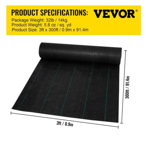 VEVOR Barrier Landscape Fabric Woven Cover Heavy Duty - Image 2